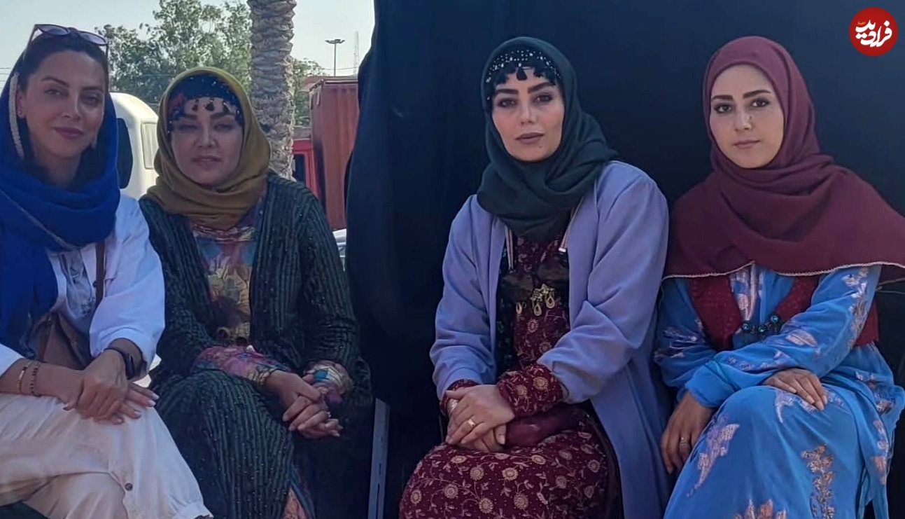 عکس «باوان، روژان و شیرین» در پشت صحنه سریال نون خ؛ سال ۱۴۰۲